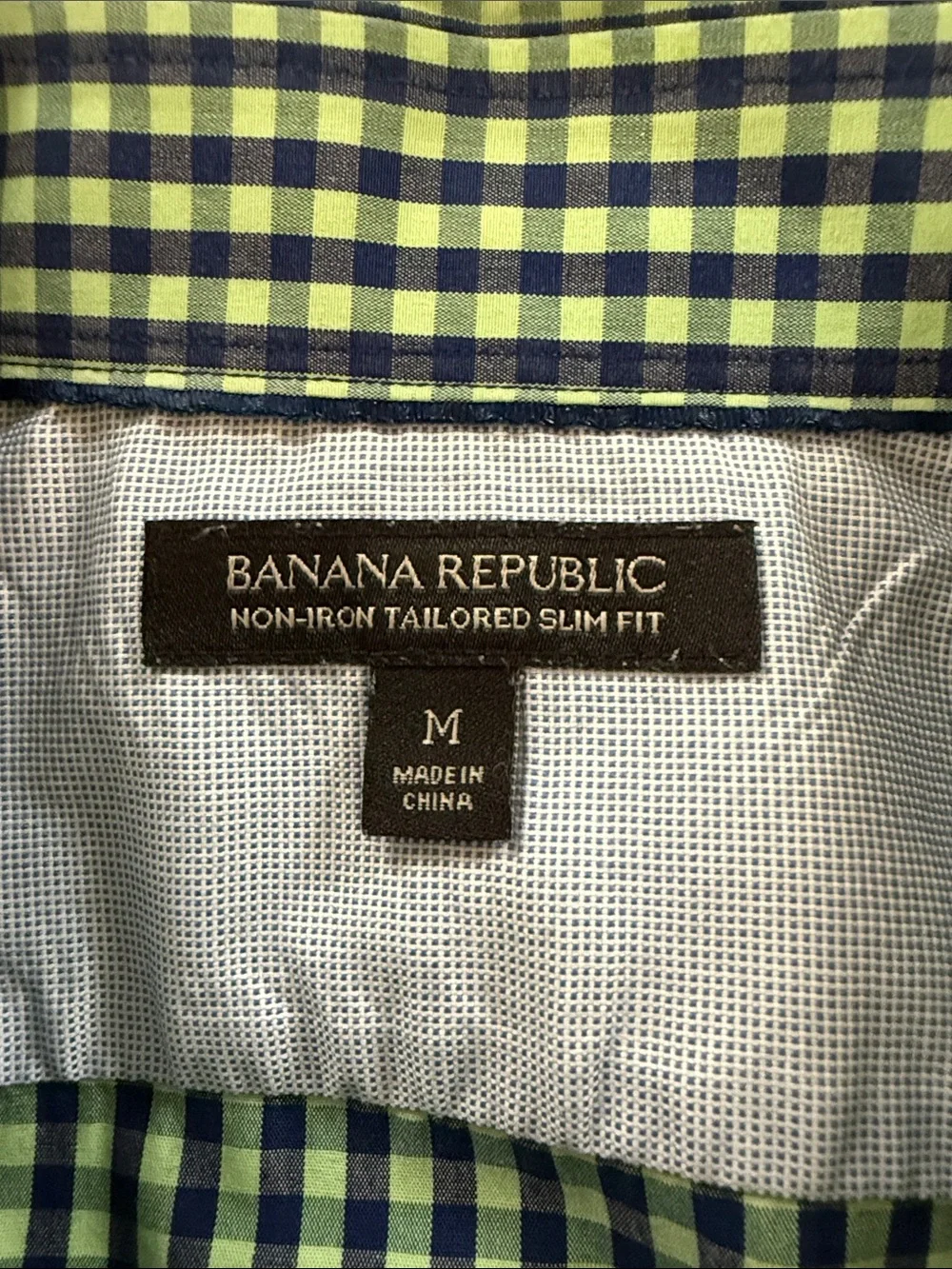 EUC Banana Republic Green and White Gingham Button-Down Shirt